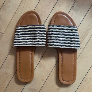 Bamboo Black and White Striped Sandals
